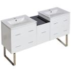 61.5-in. W Floor Mount White Vanity Set For 1 Holedrilling