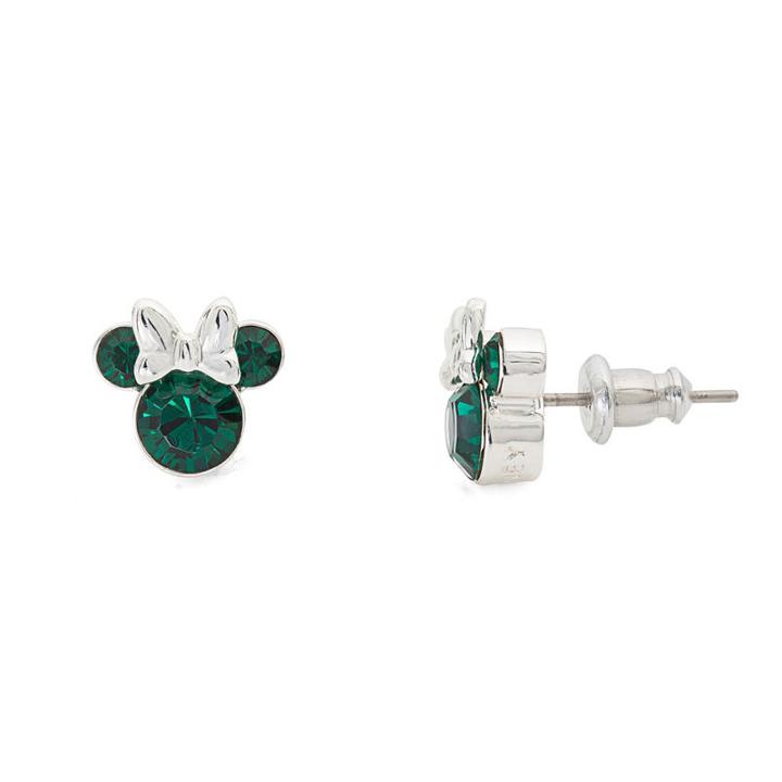 Disney Lab Created Green 9.3mm Mickey And Friends Stud Earrings