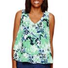 Liz Claiborne Sleeveless Double-layer Print Tank Top