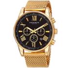 Akribos Xxiv Mens Gold Tone Strap Watch-a-813ygb