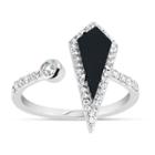 Womens Onyx Black Sterling Silver Cocktail Ring