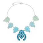 Liz Claiborne Womens Blue Flower Statement Necklace