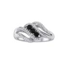 Midnight Black Diamond 1/3 Ct. T.w. White And Color-enhanced Black Diamond 3-stone Crossover Ring