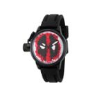 Marvel Mens Deadpool Red Dial Black Rubber Strap Watch