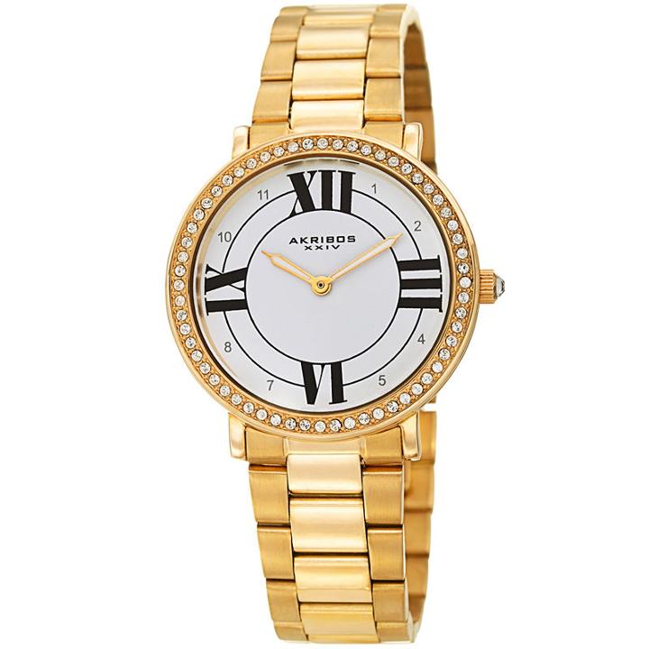 Akribos Xxiv Womens Gold Tone Strap Watch-a-1036yg
