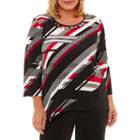 Alfred Dunner Talk Of The Town Diagonal Stripe T-shirt- Plus