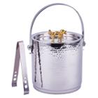 Old Dutch Dragon Handle Hammered Ice Bucket With Lid And Ice Tong
