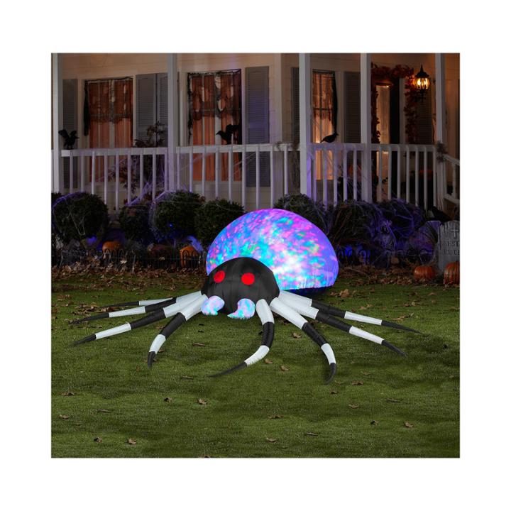 Large Black And White Spider Airblown With Kaleidoscope Lights