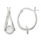 Lab-created White Sapphire Sterling Silver Hoop Earrings