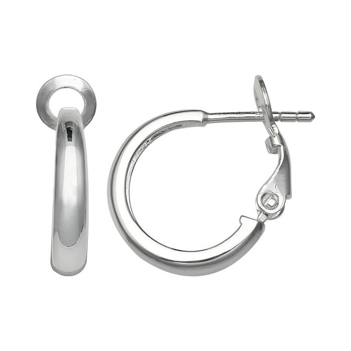 Silver Treasures Sterling Silver Click-top Hoop Earrings