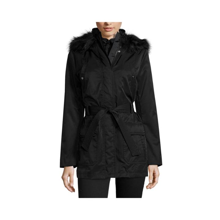 A.n.a Long-sleeved Faux-fur-trim Belted Parka - Tall