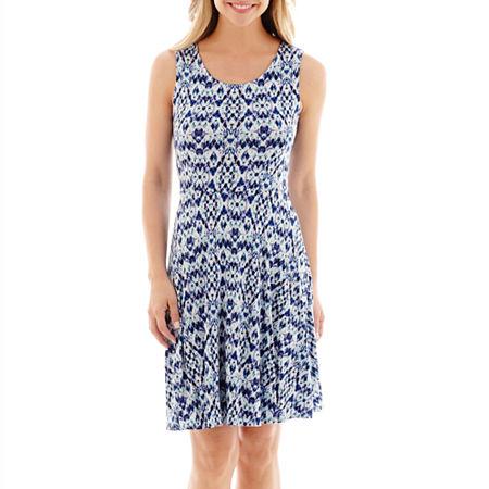 A.n.a Sleeveless Print Fit-and-flare Dress