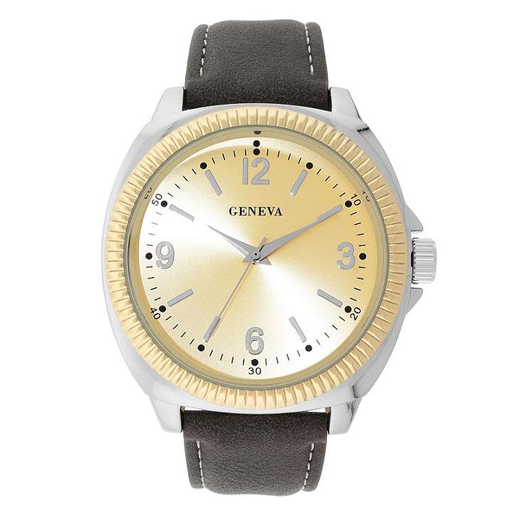 Geneva Mens Brown Strap Watch-33809