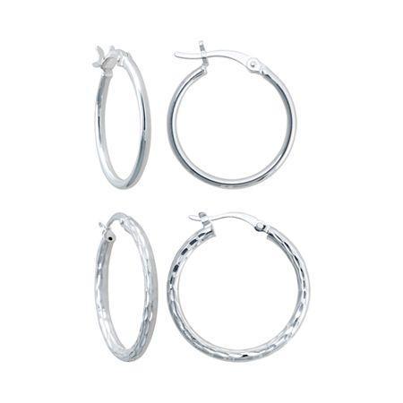 Sterling Silver 2-pr. Hoop Earring Set