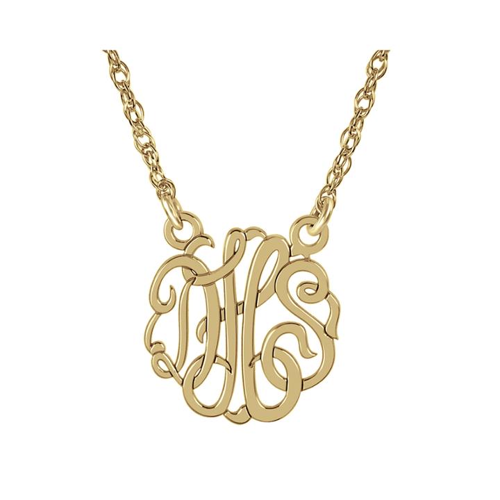 Personalized 14k Gold Over Sterling Silver 15mm Monogram Necklace