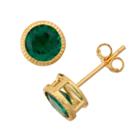 Lab-created Emerald 14k Gold Over Silver Stud Earrings