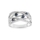 Limited Quantities! Genuine Sapphire And 1/5 Ct. T.w. Diamond White Gold Swirl Ring
