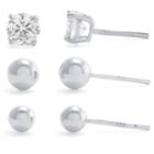 Silver Treasures 4-pc. Cubic Zirconia Sterling Silver Earring Sets