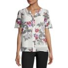 Liz Claiborne Elbow Sleeve V Neck Woven Blouse-talls