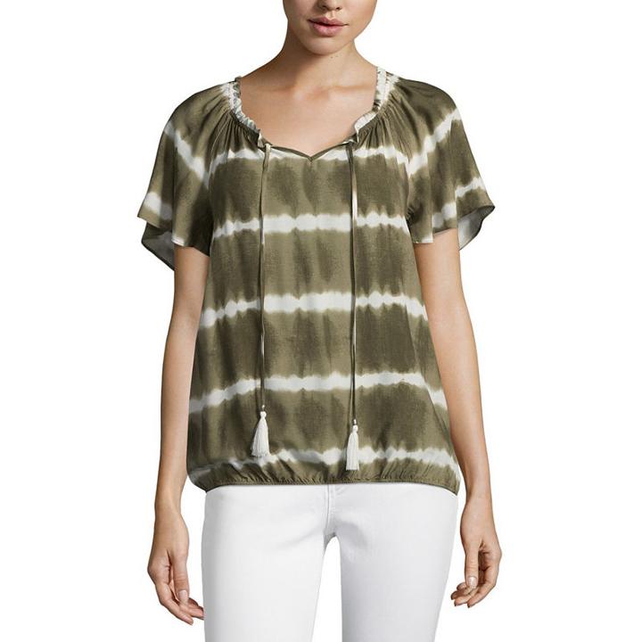 Como Blu Short Sleeve Round Neck Woven Blouse
