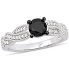 Womens 1 1/4 Ct. T.w. Color Enhanced Round Black Diamond 14k Gold Engagement Ring