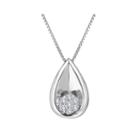 Diamond Blossom 1/10 Ct. T.w. Diamond Cluster Sterling Silver Teardrop Pendant Necklace