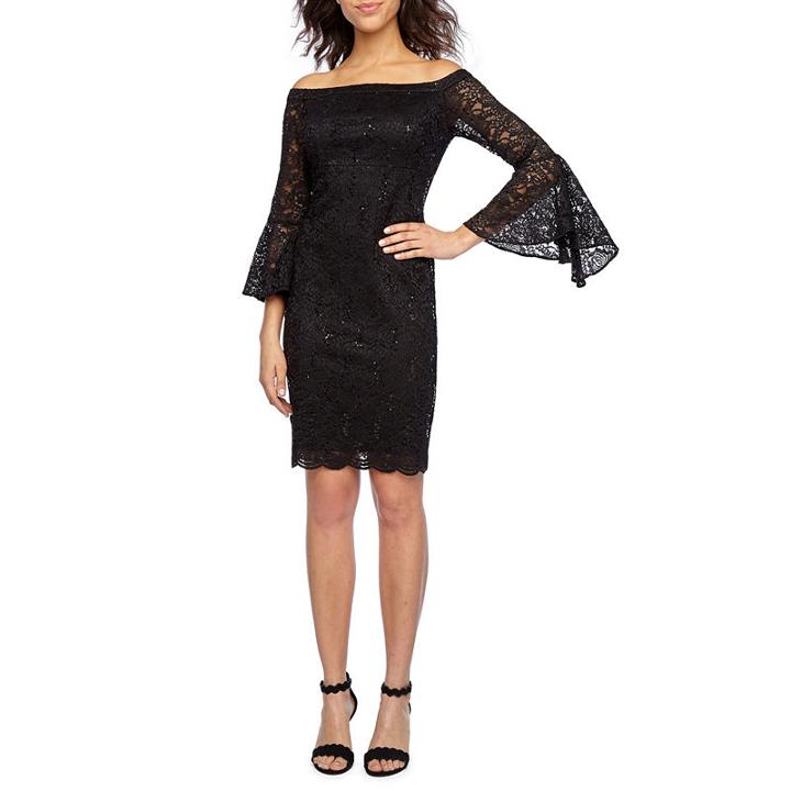 Scarlett 3/4 Bell Sleeve Off The Shoulder Sheath Dress