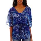 A.n.a Elbow-sleeve V-neck Peasant Top- Petite