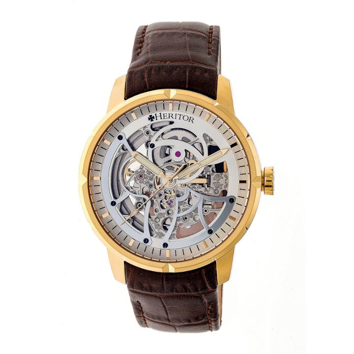 Heritor Ryder Mens Brown Strap Watch-herhr4605