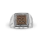 Mens 1/10 Ct. T.w. Color-enhanced Champagne Diamond Sterling Silver Ring