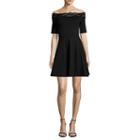 Decree Off Shoulder Lace Trim Dress - Juniors