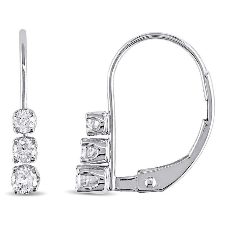 1/4 Ct. T.w. Genuine White Diamond 14k Gold 14mm Hoop Earrings