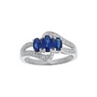 Lab-created Sapphire And Genuine White Topaz Sterling Silver 3-stone Ring