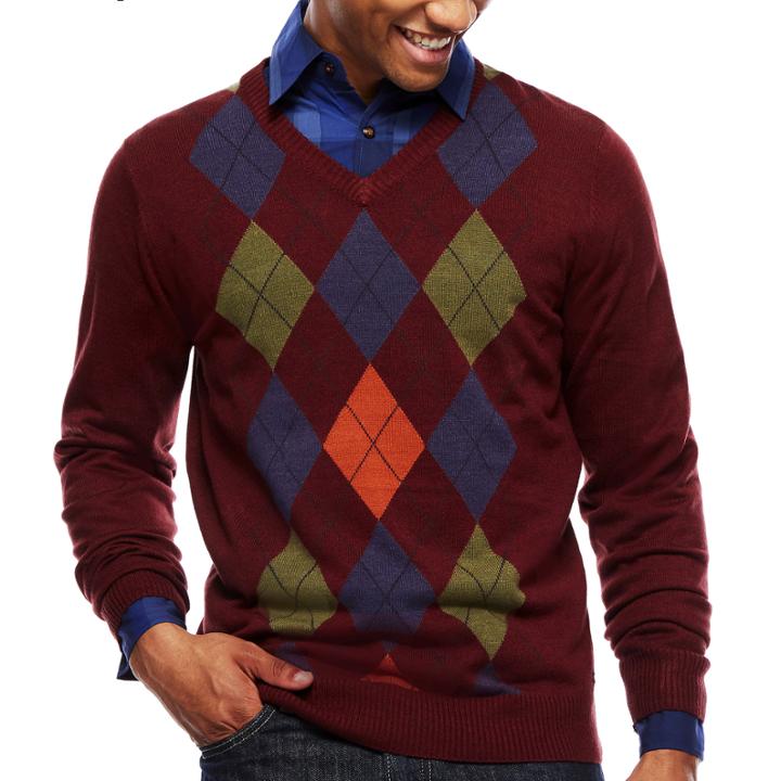 Argyleculture Long-sleeve V Neck Argyle Sweater