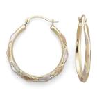14k Gold Tri-tone Aztec Hoop Earrings