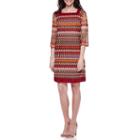 Studio 1 3/4-sleeve Novelty Knit Shift Dress - Petite