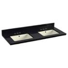 47.5-in. W 18.25-in. D Quartz Top With Backsplashin Black Galaxy Color For 3h4-in. Faucet - Biscuitum Sink