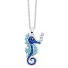 Sparkle Allure Womens Blue Silver Over Brass Pendant Necklace