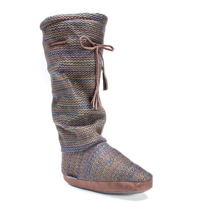 Muk Luke Womens Grace Tie Bootie Slippers