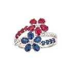 Limited Quantities Sapphire And Lead-glass Filled Ruby Sterling Silver Flower Ring
