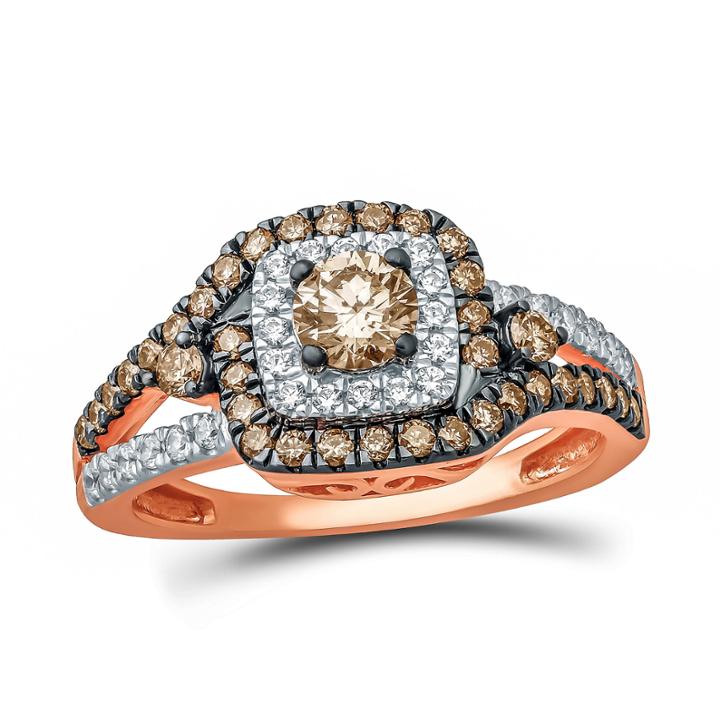 Womens 1 Ct. T.w. Genuine Round Champagne Diamond 10k Gold Engagement Ring