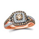 Womens 1 Ct. T.w. Genuine Round Champagne Diamond 10k Gold Engagement Ring