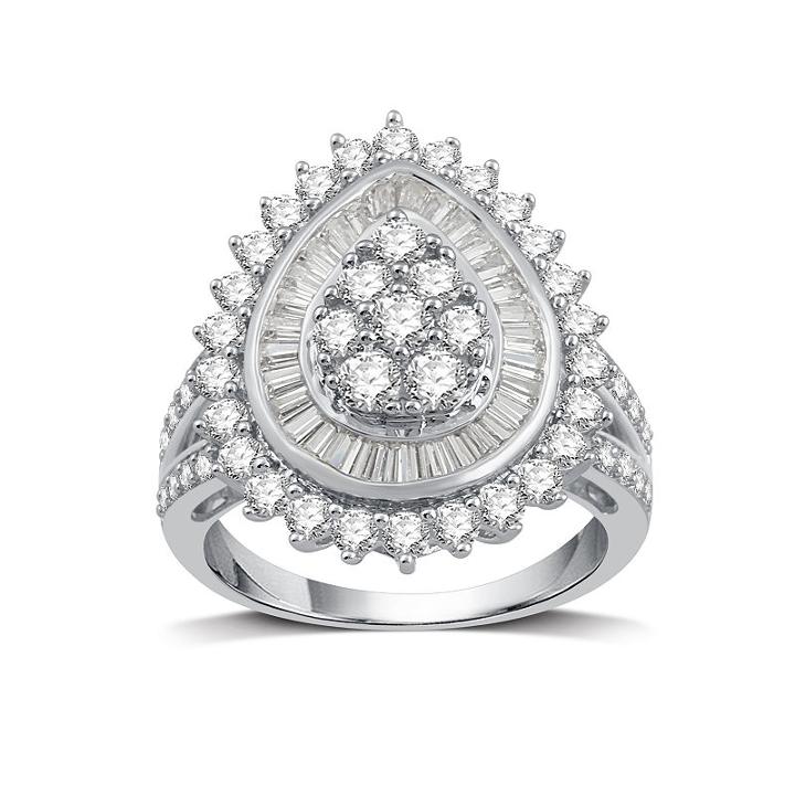 Womens 2 Ct. T.w. Genuine Diamond White 10k Gold Cocktail Ring