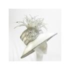 Whittall & Shon Derby Hat Lg Brim W Beaded Applique And Feathers