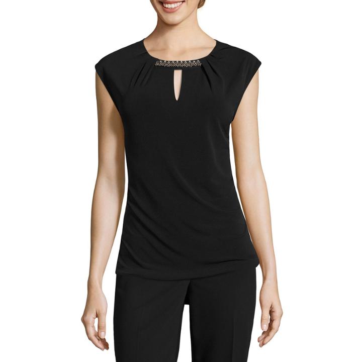 Liz Claiborne Sleeveless Keyhole Neck T-shirt