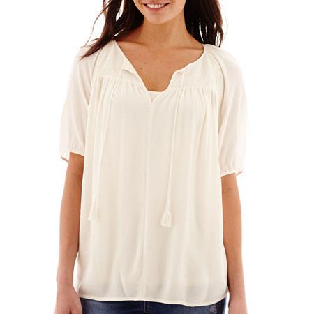 A.n.a 3/4-sleeve Smocked Peasant Blouse