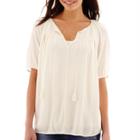 A.n.a 3/4-sleeve Smocked Peasant Blouse