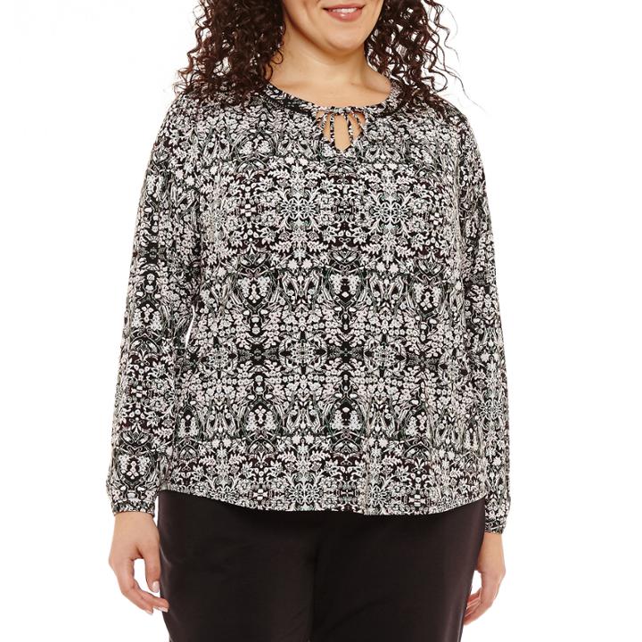 Liz Claiborne Novelty Stitch Top- Plus