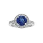 Lab-created Blue And White Sapphire Round Sterling Silver Ring