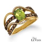 Levian Corp Le Vian Womens 1 Ct. T.w. Color Enhanced Green Peridot 14k Gold Cocktail Ring